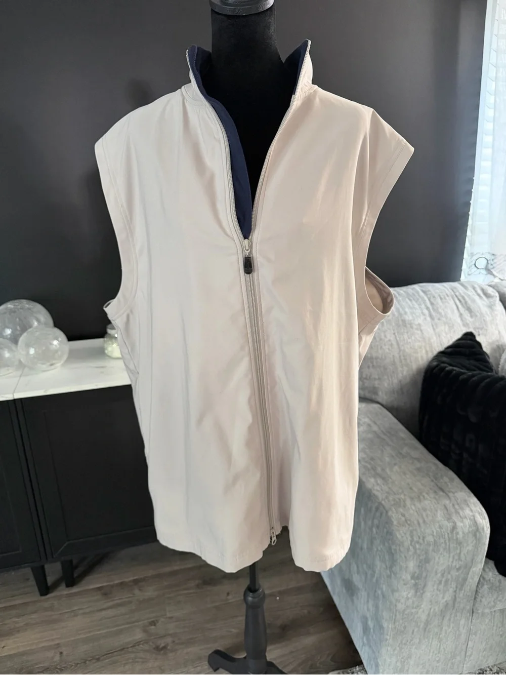 Ashworth Weather Systems Water Resistant Stretch Golf Vest XL Beige Full Zip